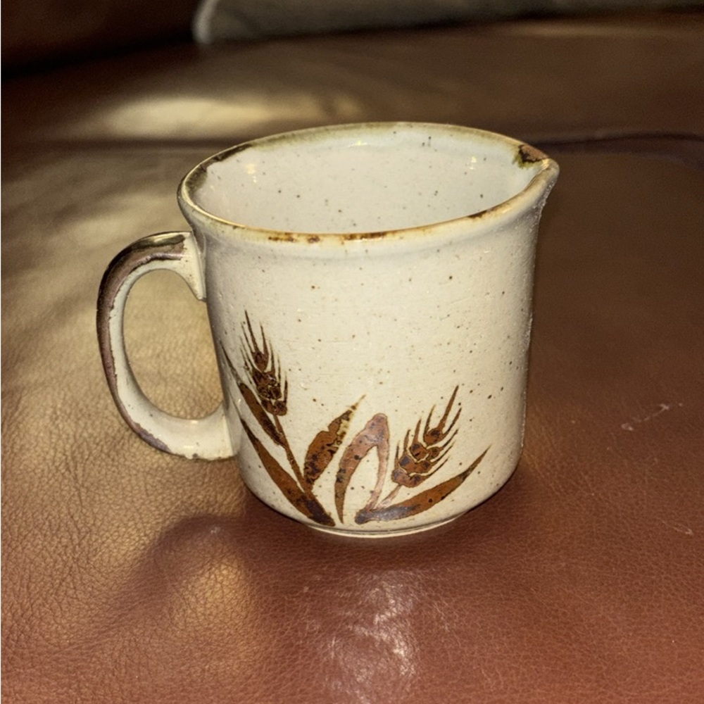 Vintage Otagiri Stoneware Cream Pitcher with Brown Wheat Motif